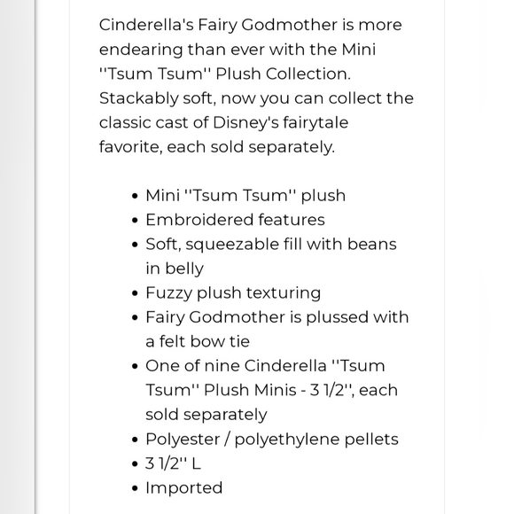 Disney Tsum Tsum Cinderella's Fairy Godmother mini plush - Picture 7 of 10